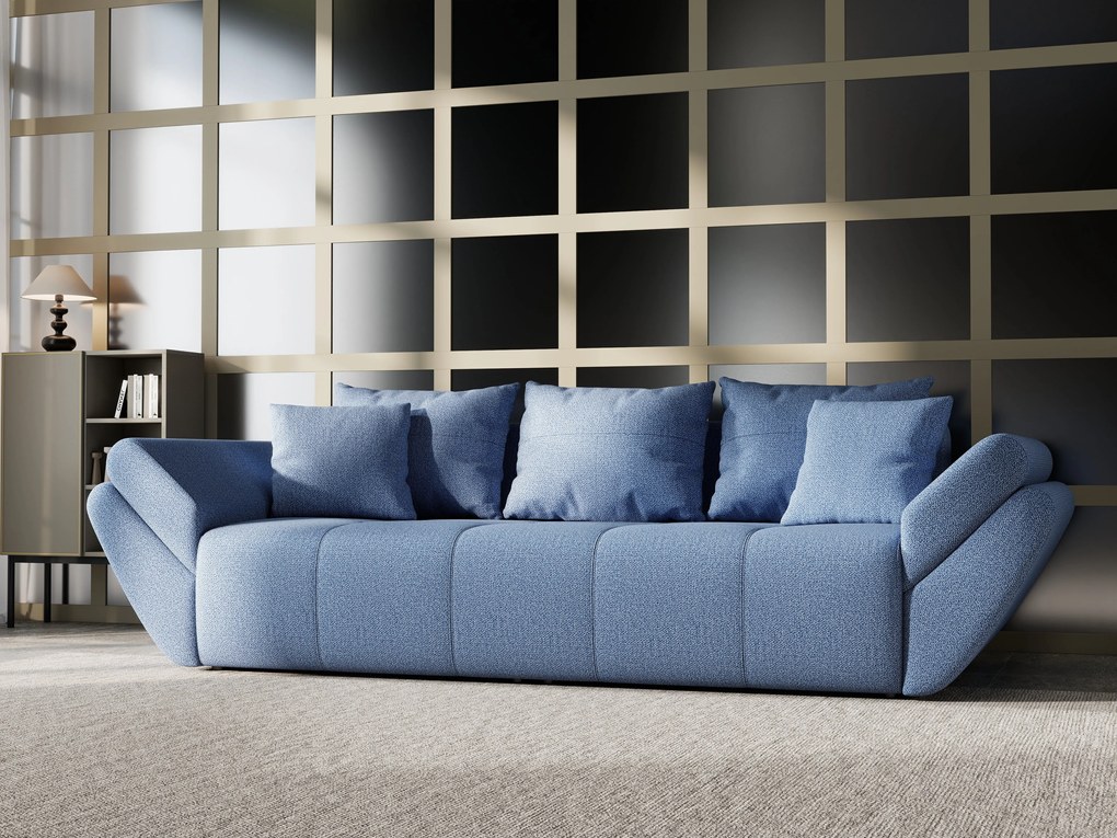 Canapea extensibilă dumonde cu ladă de depozitare si sezut confortabil din spuma high-density, Berlin Enjoy Blue 250x100 cm