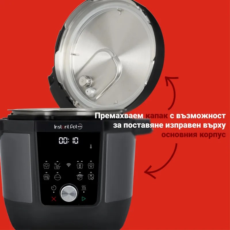 Multicooker Instant Pot Plus 60 Wi-Fi, 1000W, 5.7 L, 9 programe, Wi-Fi, Ecran LCD, Otel inoxidabil, Negru