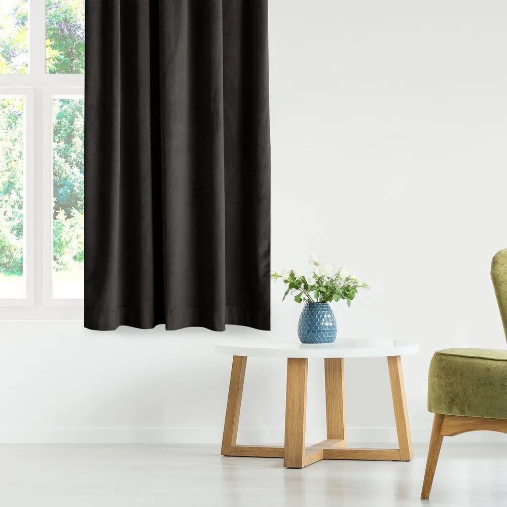 Draperie neagră dimout (semi-opacă) din catifea 140x245 cm Eyelets – Restilo