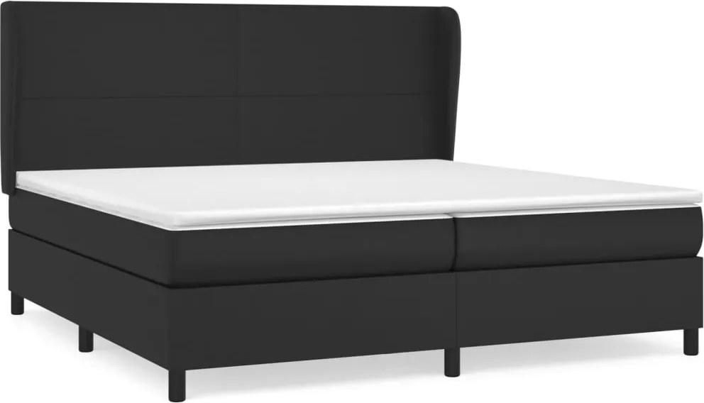 vidaXL Pat box spring cu saltea, negru, 200x200 cm, piele ecologică