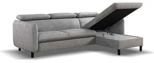 Colțar extensibil NISA, în formă de L, cu spațiu de depozitare, gri, pe partea dreaptă