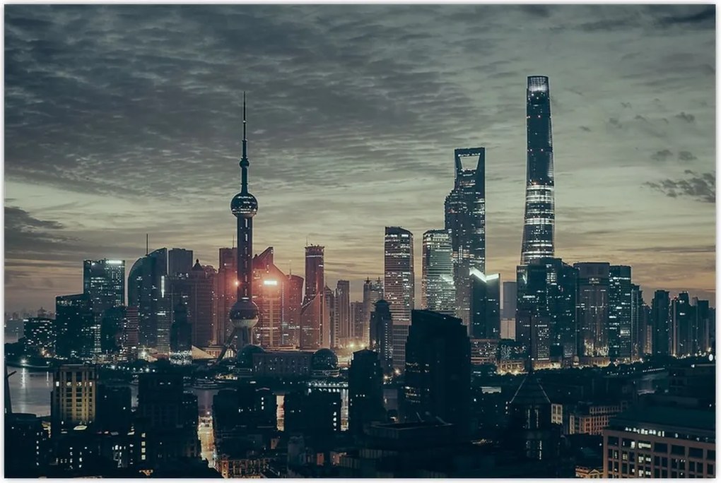 Tablou cu orașul în amurg (90x60 cm)