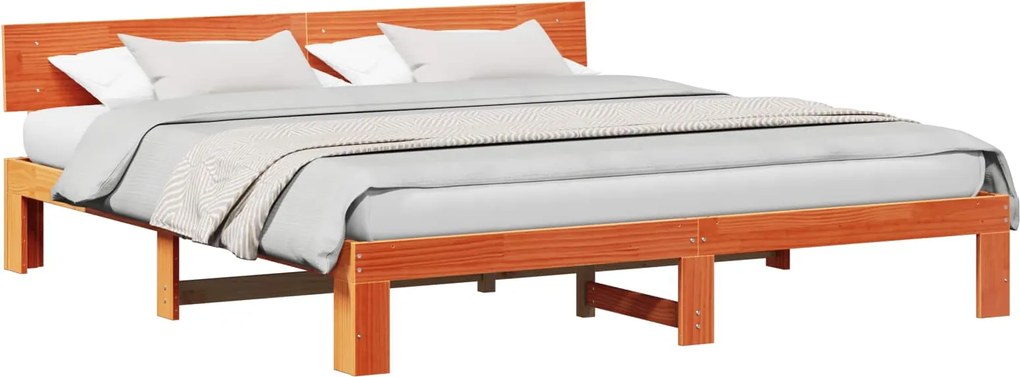 vidaXL Cadru de pat Maroniu cerat 180 x 200 cm Lemn de pin masiv