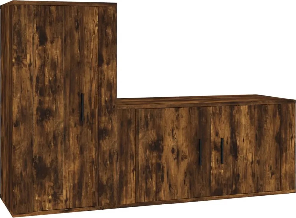 vidaXL Set dulapuri TV, 2 piese, stejar fumuriu, lemn prelucrat