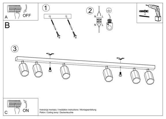 Spot ZEKE 6xGU10/40W/230V stejar Sollux SL.1032