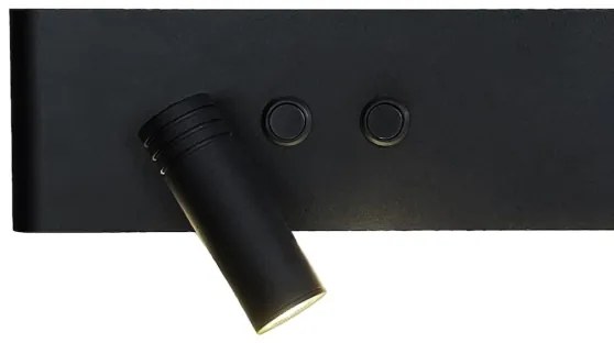 Aplica spot LED de perete RESORT, 10W/230V + 3W, negru, stânga