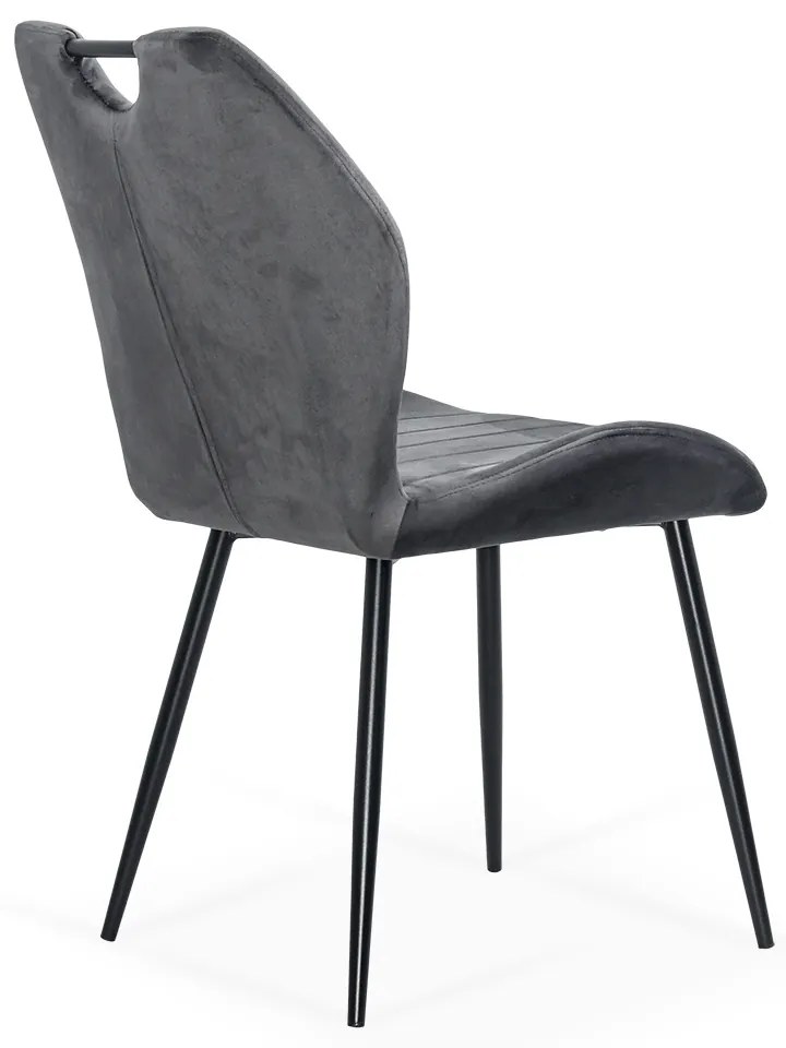 Scaun living gri din catifea cu cadru metalic si spatar ergonomic BUC 204