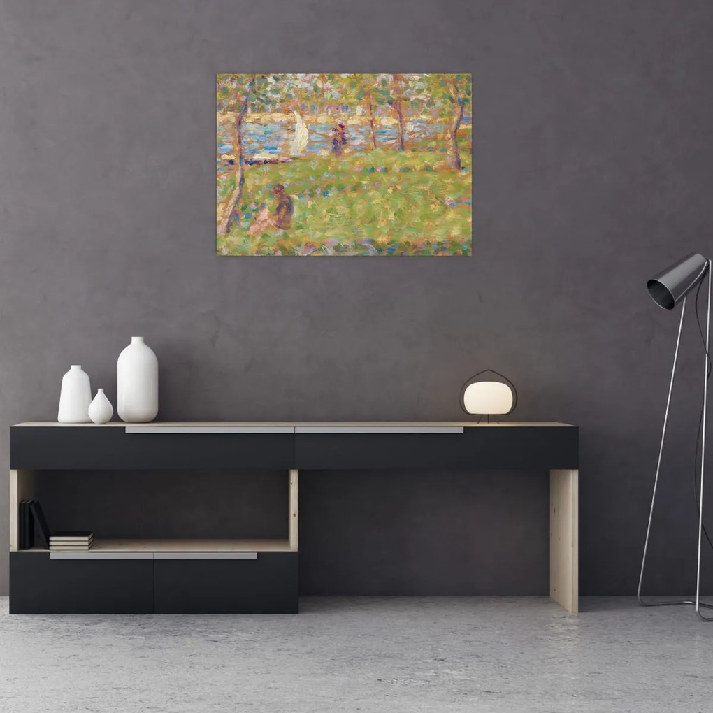 Tablou pe sticlă - Georges Seurat, Study for "La Grande Jatte", reproducere (70x50 cm)