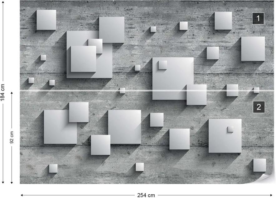 Fototapet GLIX - Concrete Squares 3D + adeziv GRATUIT Tapet nețesute - 254x184 cm