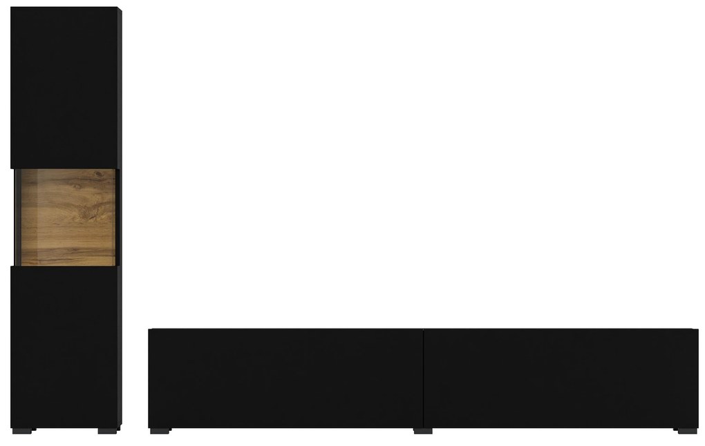 Mobilier living Avernic Typ 09 (onyx negru + Stejar wotan). 1042063