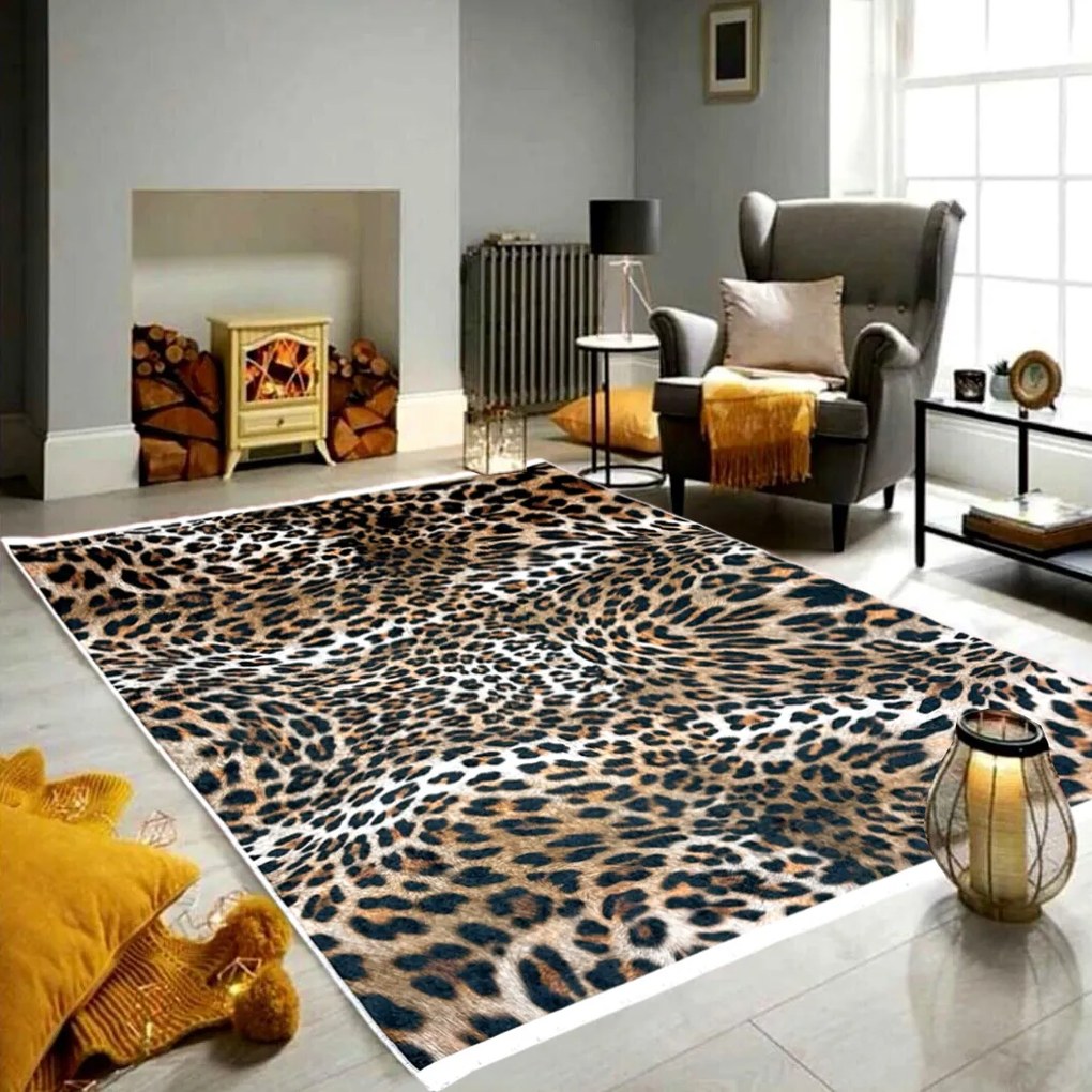 Covor camera antiderapant, leopard, model Safari