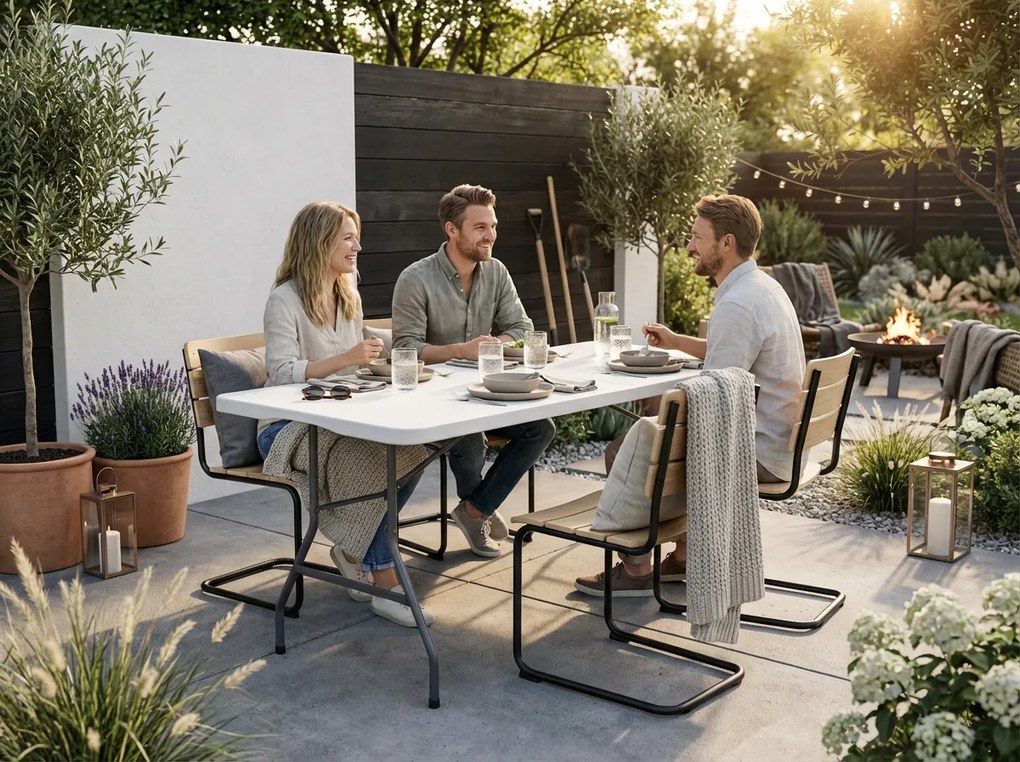 Masa catering CATERON 70x180 cm, albă