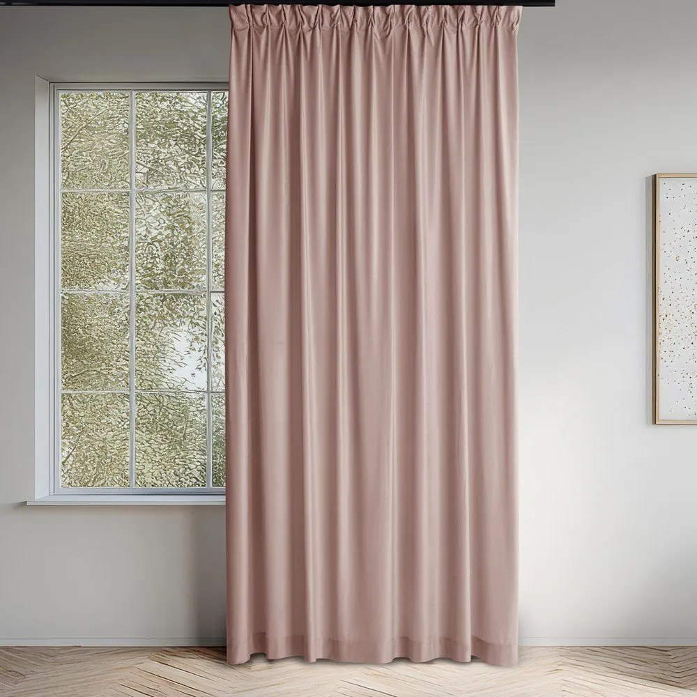 Draperie roz-deschis dimout (semi-opacă) din catifea 530x225 cm Velto – Filumi