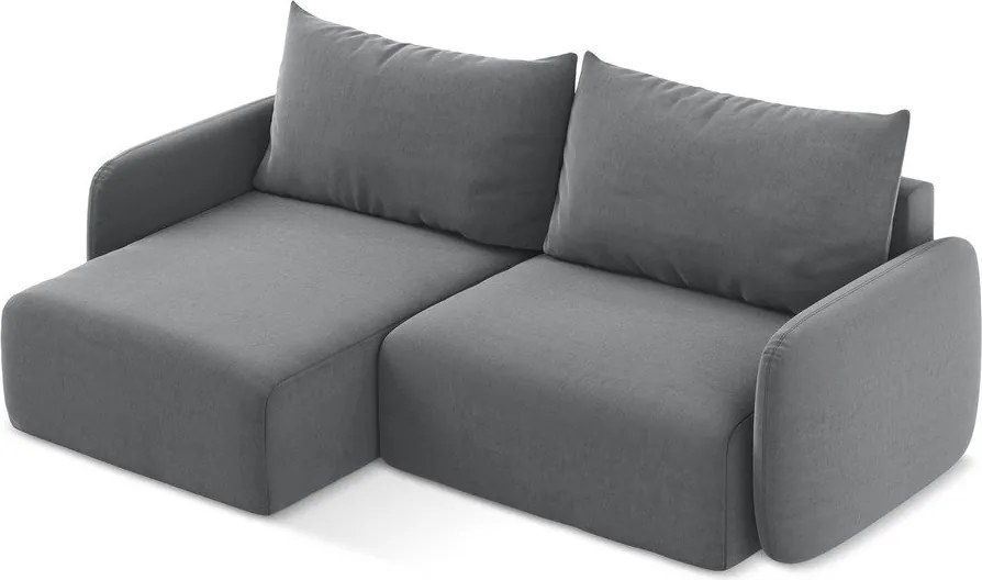 Colțar gri extensibil/cu spațiu de depozitare cu tapițerie din catifea (cu colț pe partea stângă/cu șezlong) Kalena – Makamii