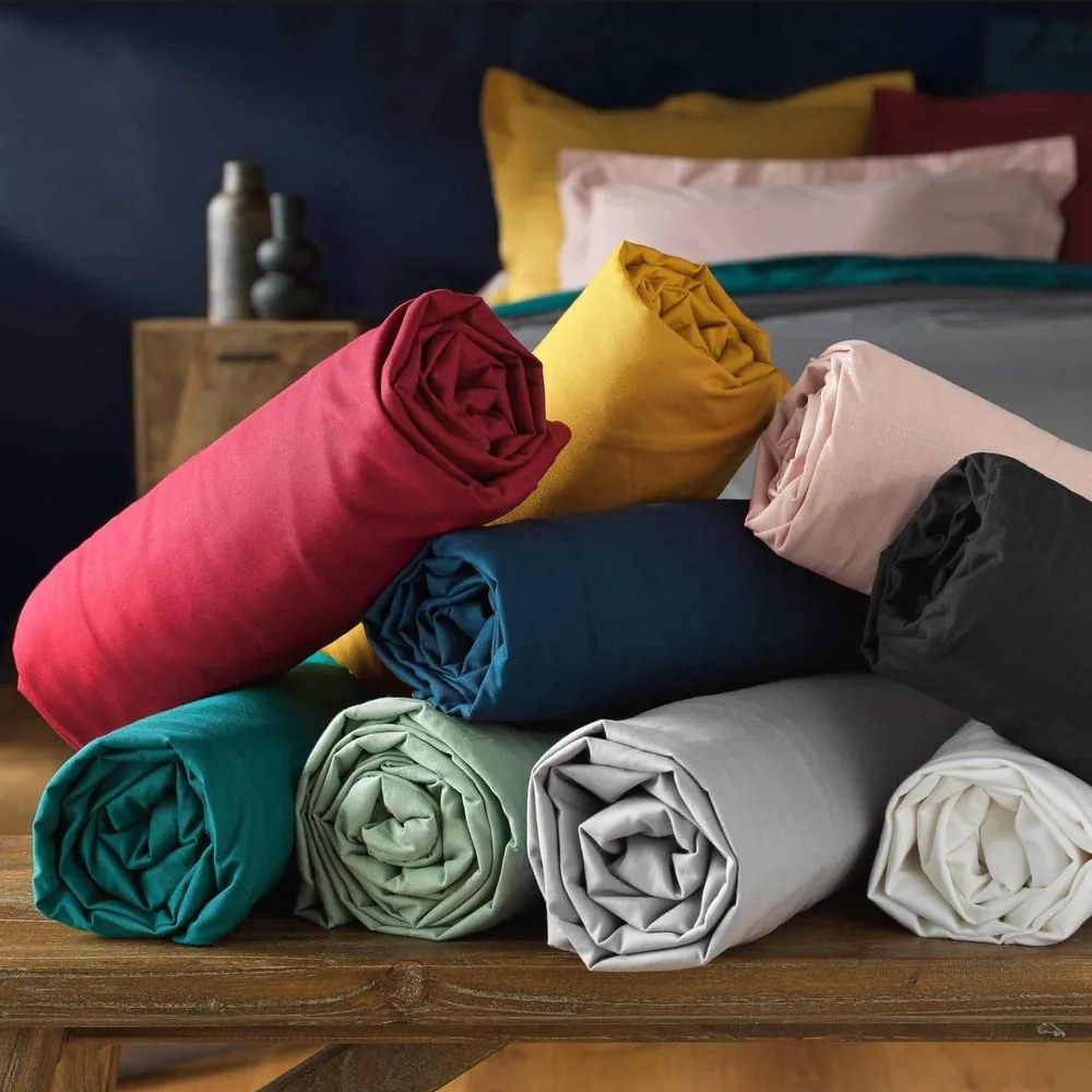 Cearceaf verde deschis din bumbac cu elastic 140x200 cm Lina – douceur d'intérieur
