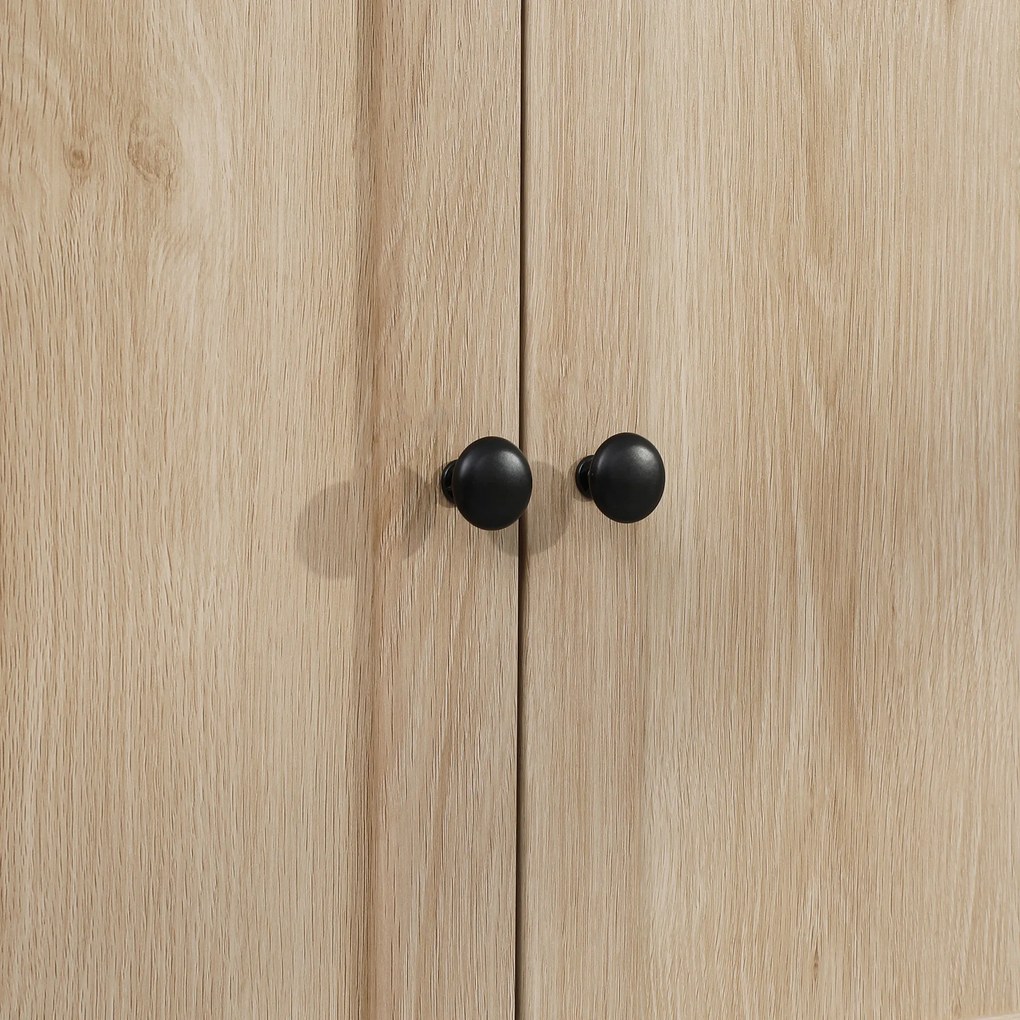 HOMCOM Bucătărie cu finisaj de stejar deschis, bufet de bucătărie cu rafturi ajustabile, sertar și nișă, pentru sala de mese, living, 74 x 39,5 x 183 cm, stejar deschis | Aosom Romania