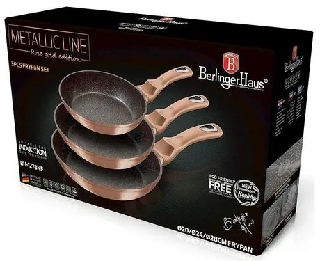 Set de 3 tigăi Berlinger Haus Rosegold MetallicLine