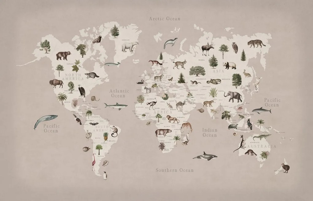 Fototapet, Animal World, Pastel Pink, Rebel Walls