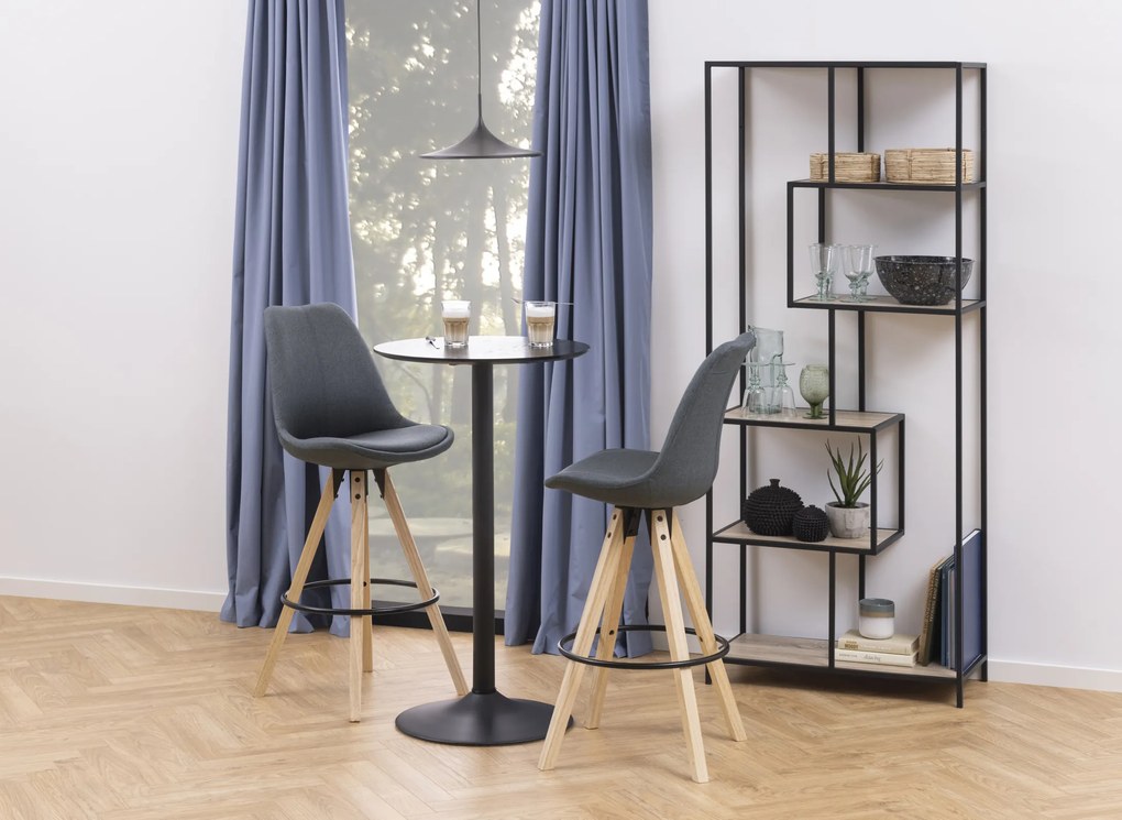 MAZZONI EXPORT KORFU Negru - MASĂ ÎNALTĂ DE BAR/BUCĂTĂRIE FURNIR PICIOR DIN OȚEL