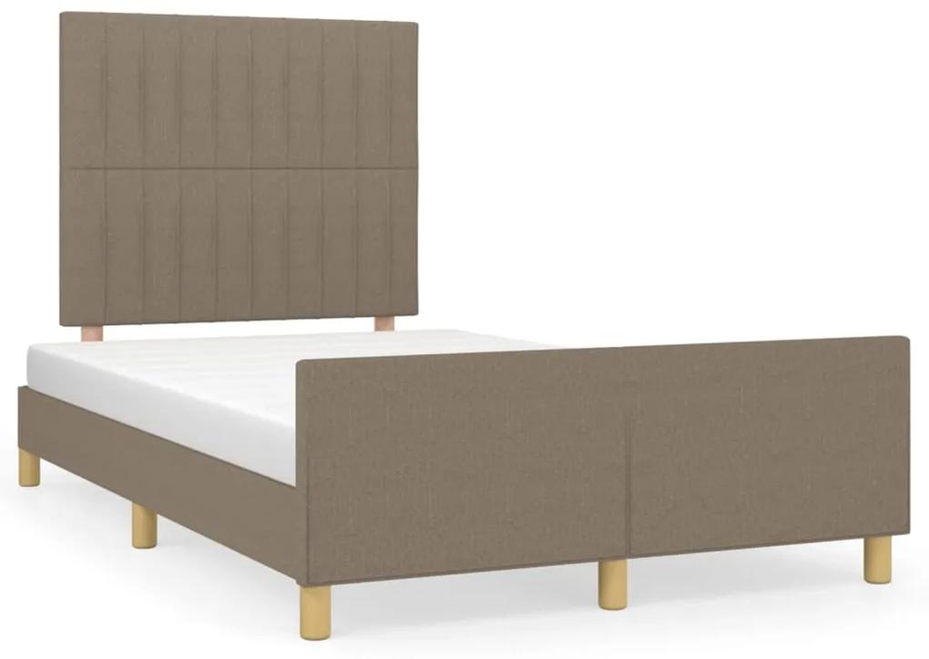 3270531 vidaXL Cadru de pat cu tăblie, gri taupe, 120x190 cm, material textil