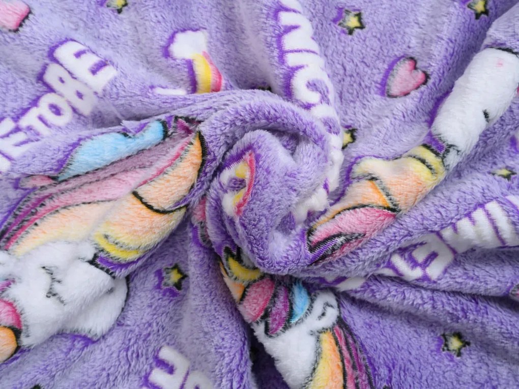 Patura fosforescenta microflanel TIME TO BE 150x200 cm violet