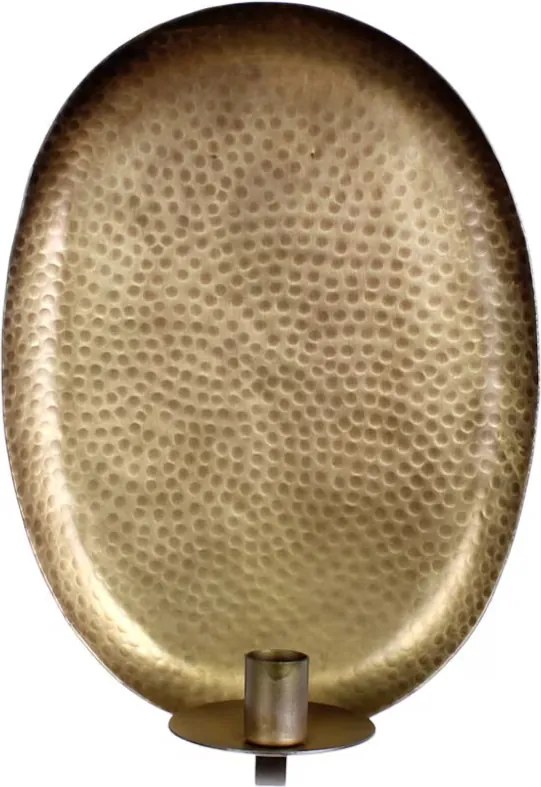 Sfeșnic de perete pentru lumânări, metal, finisaj alamă antichizată, 1 braț, 21 x 11,5 x 30,5 cm, „Margot"
