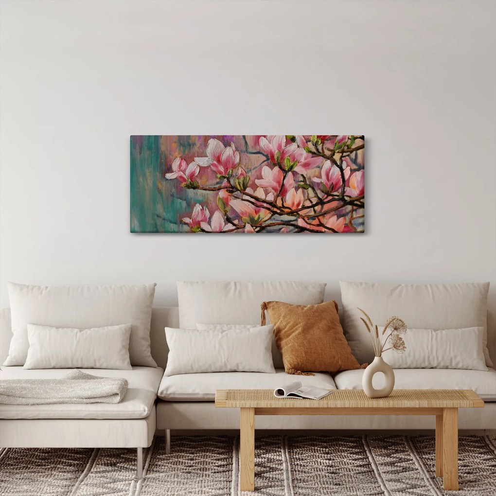 Tablou - Pictură în ulei, Sakura în floare (120x50 cm)