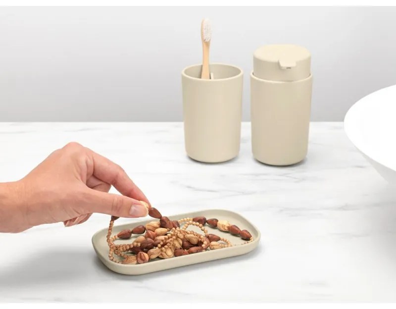 Set accesorii de baie Brabantia ReNew 1006266, 3 piese, 250 ml, Rezistent la coroziune, Bej