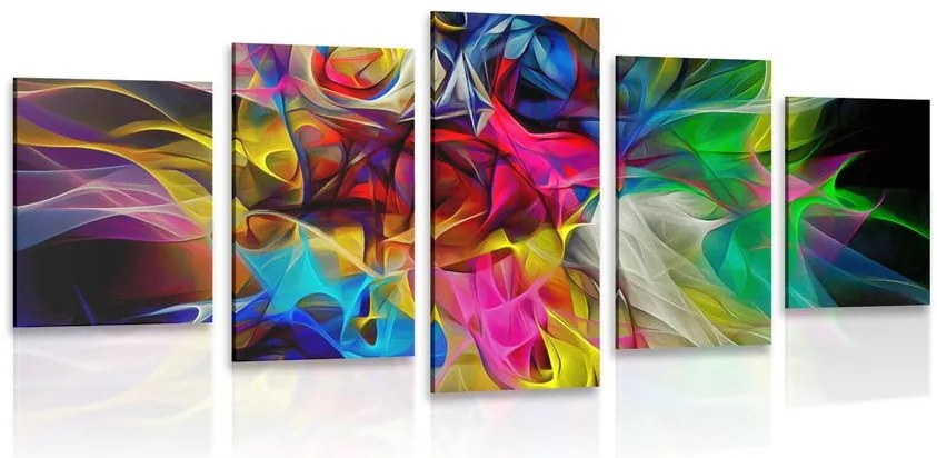 Tablou 5-piese haos colorat abstract