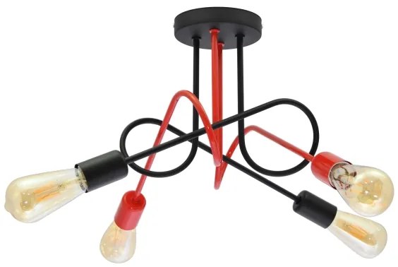 Lustră aplicată OXFORD 4xE27/15W/230V neagră/roșie