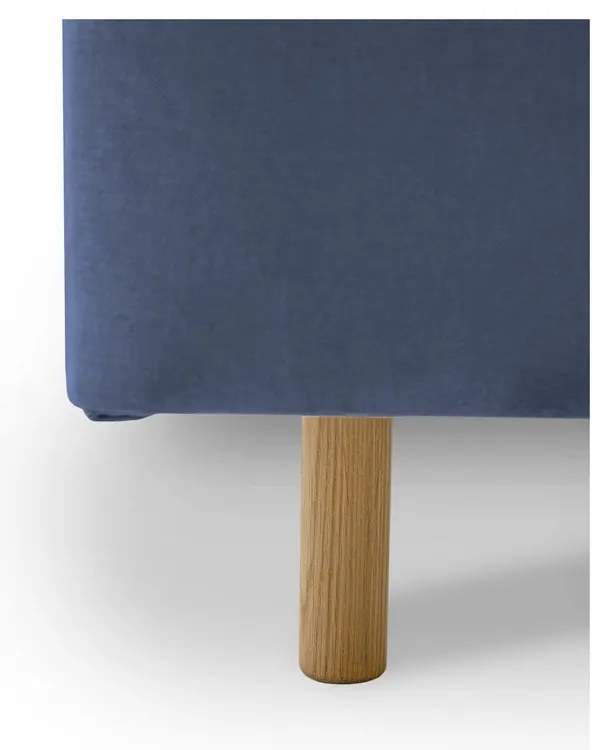 Pat matrimonial albastru tapițat cu somieră 180x200 cm Zee – Scandic