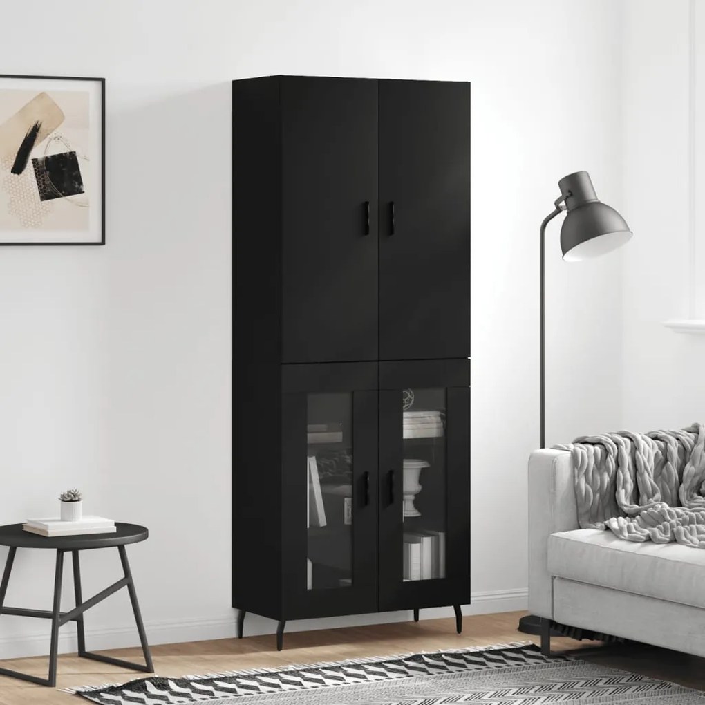 vidaXL Dulap înalt, negru, 69,5x34x180 cm, lemn compozit