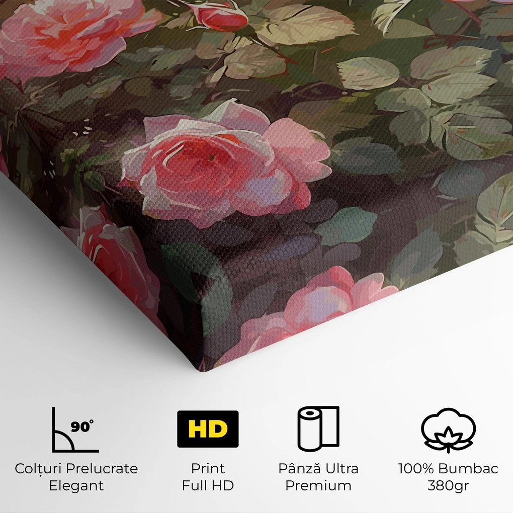 Tablou Canvas, 50x100cm, Dormitor si Living, Flori, Trandafiri, Wild Roses