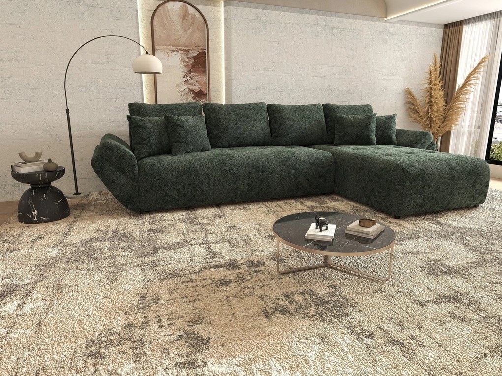 Colțar extensibil dumonde cu ladă de depozitare si sezut confortabil din spuma high-density, Berlin XL Euphoria Green 350x185 cm II