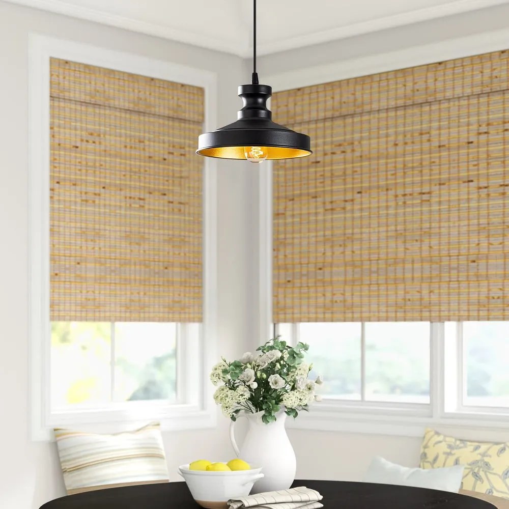 Lustră neagră cu abajur din metal ø 22 cm Berceste – Opviq lights