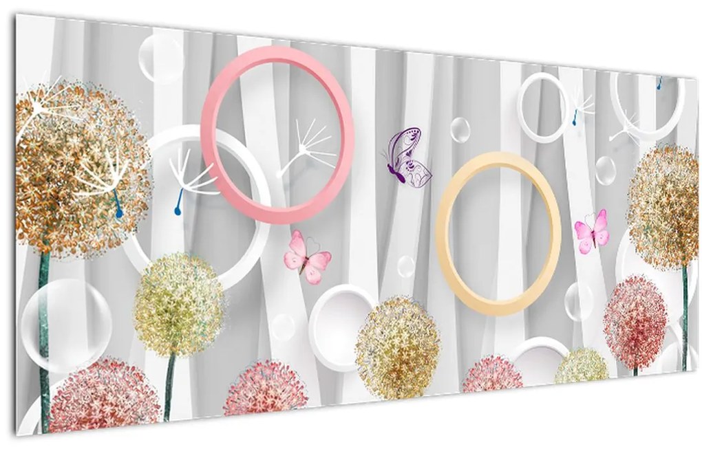 Tablou abstract cu păpădii (120x50 cm)