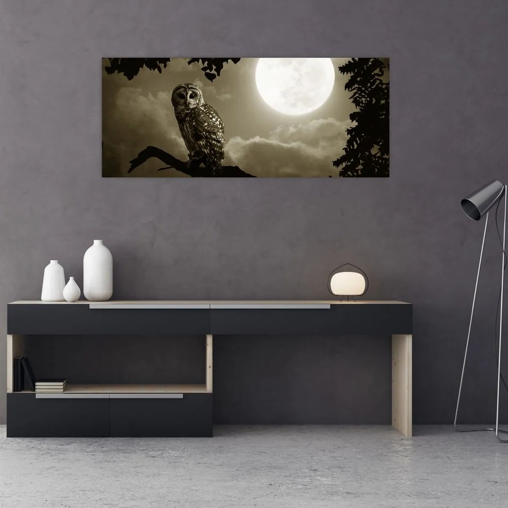 Tablou - Bufniță de noapte, auriu (120x50 cm)