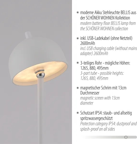 Schöner Wohnen 19245-16 - Lampă de podea LED cu dimmer BELLIS LED/2,5W/5V IP54 albă