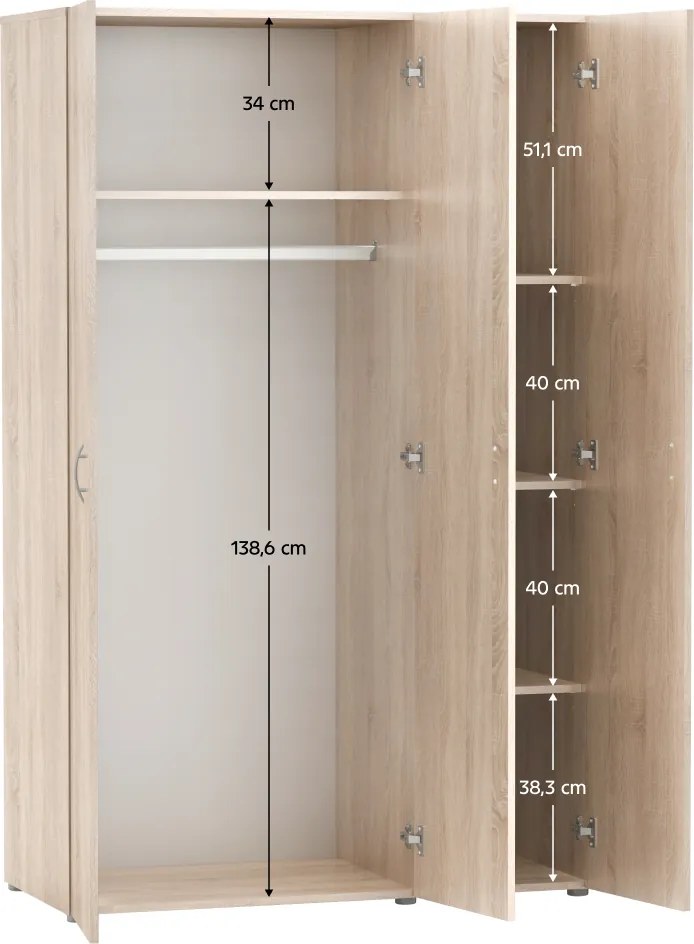 Dulap, cu trei uşi, stejar sonoma, RAMSA 3