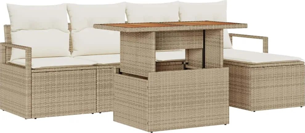 vidaXL Set de canapele pentru grădină 6 pcs Bej Rattan poli