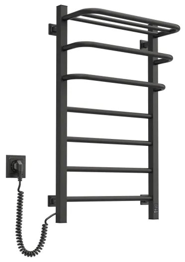 Radiator electric pentru baie cu termostat FORTIS 350W/230V 80,6 cm IP44 negru, cu montare pe partea stângă