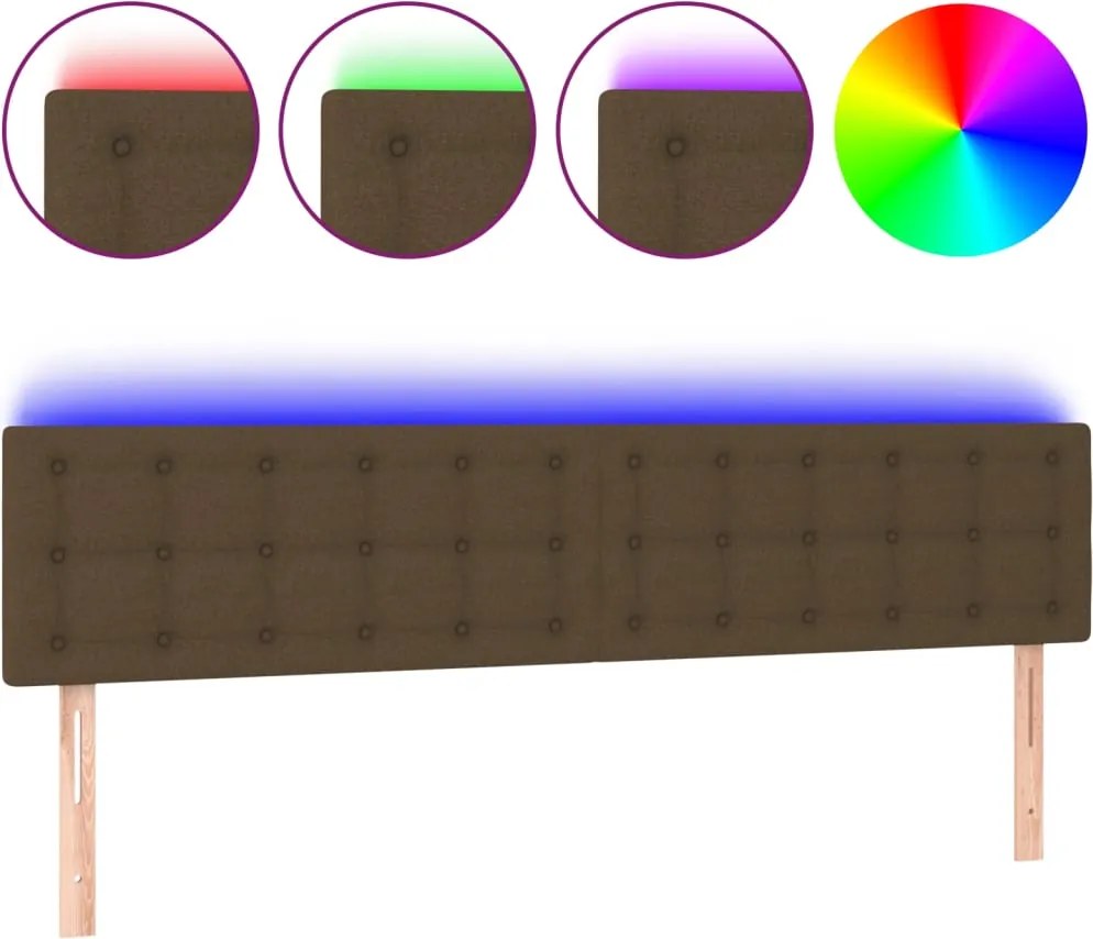 vidaXL Tăblie de pat cu LED, maro închis, 200x5x78/88 cm, textil