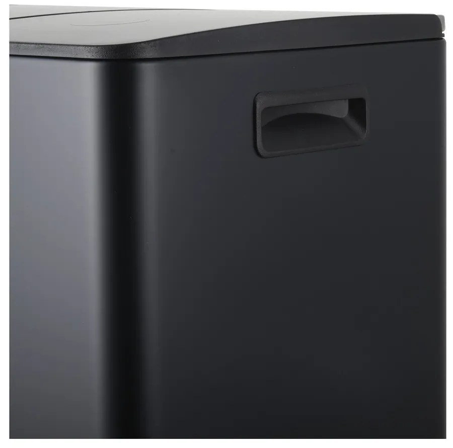 Coș de gunoi negru mat pentru reciclare/cu pedală 2x20 l din oțel Aliya – Spirella