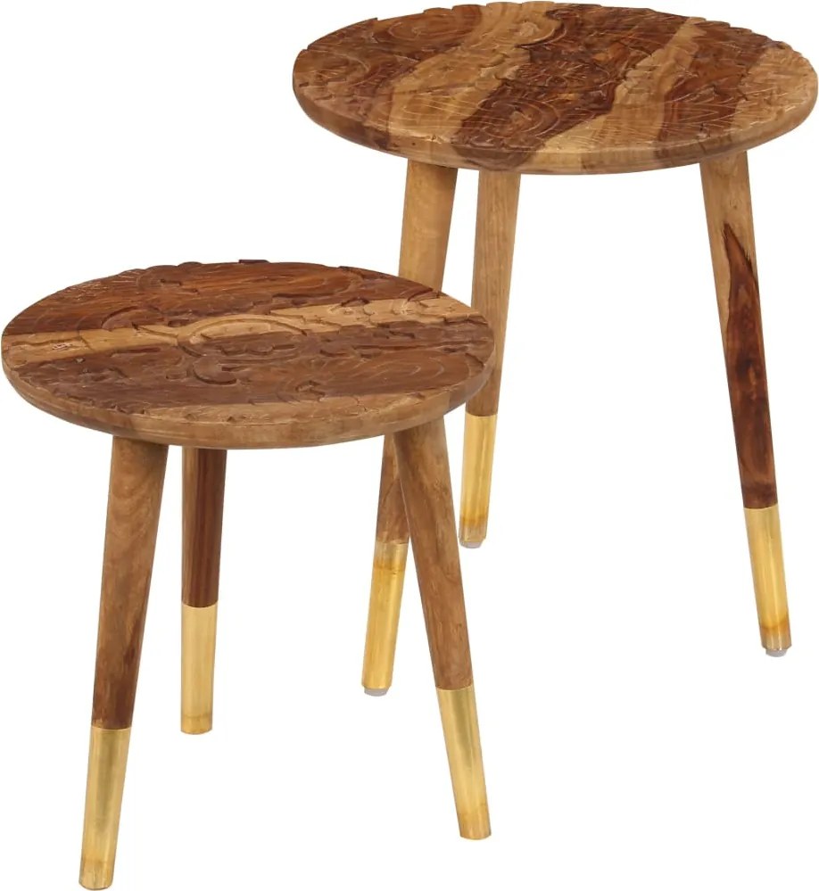 vidaXL Măsuțe de cafea, 2 buc., lemn masiv