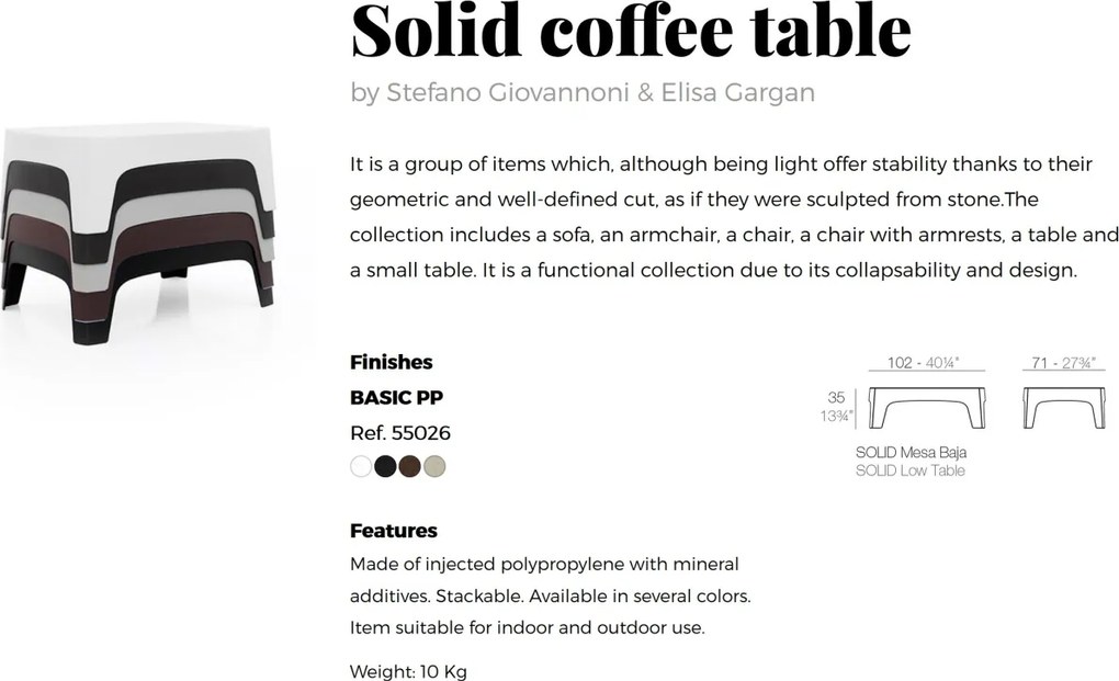 Set de 4 Masute de cafea moderne de exterior / interior design premium SOLID COFFEE TABLE Vondom