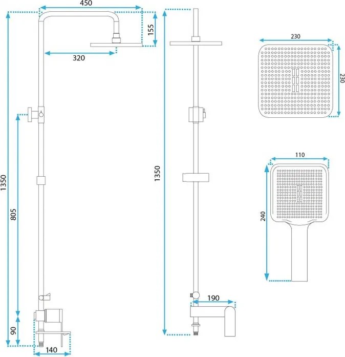 Set dus REA STORM cupru periat