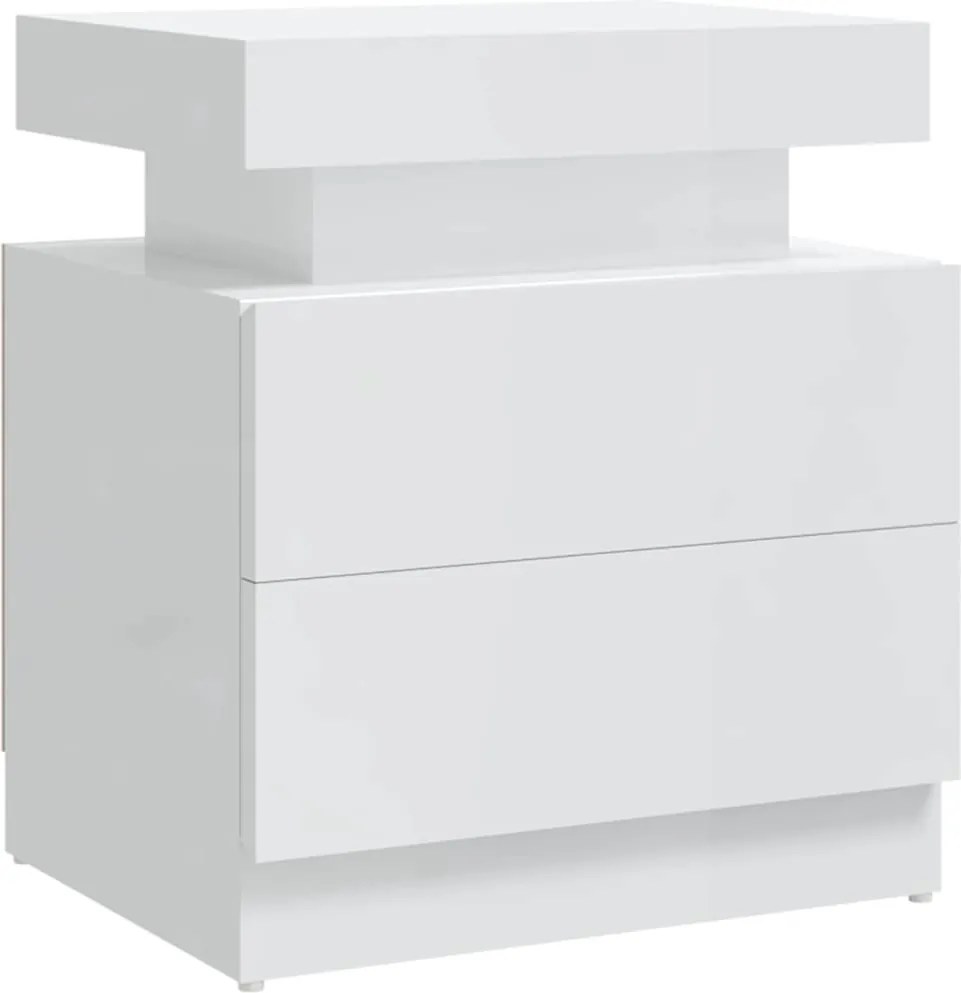 vidaXL Noptieră, alb extralucios, 45x35x52 cm, lemn prelucrat
