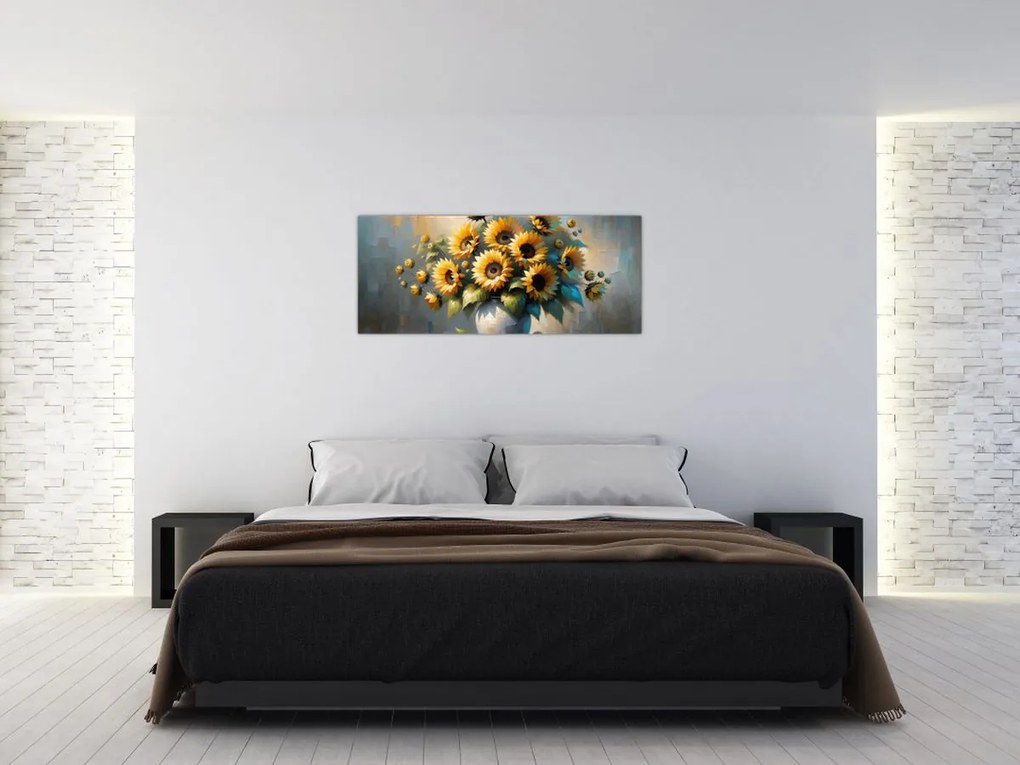 Tablou – Vază cu floarea-soarelui (120x50 cm)