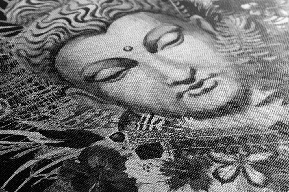 Tablou Budha pe un fundal exotic în design alb-negru