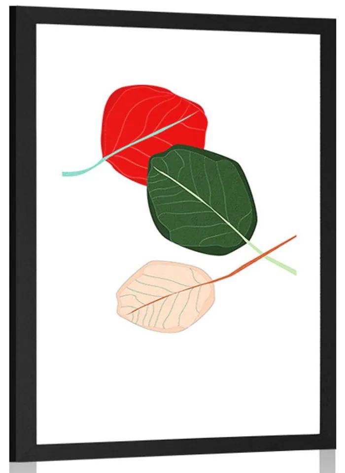 Poster cu passepartout frunze pline de culori